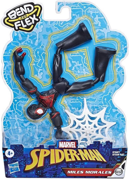 Marvel Spider-Man Bend and Flex Miles Morales Action Figure Toy, 15-cm Flexible Figure, Includes Web Accessory, for Children Aged 6 and Up