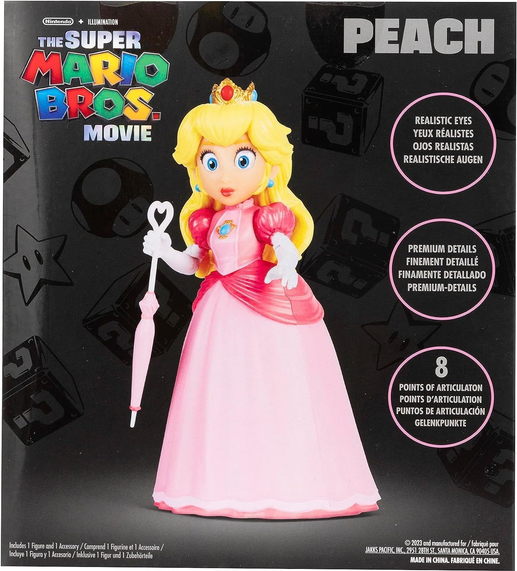 The Super Mario Bros. Movie - 5 Inch Action Figure Series 1 – Princess Peach Figure with Umbrella Accessory
