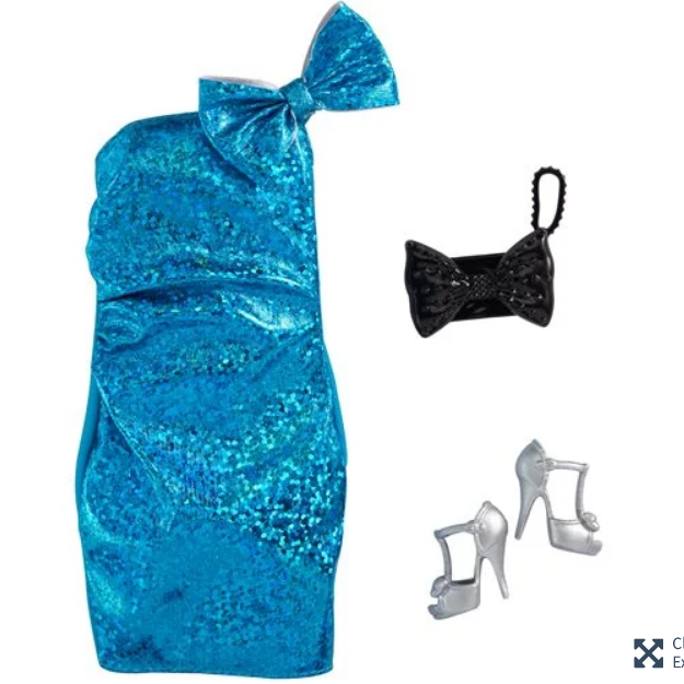 Barbie Fashion Pack Blue Sparkle Dress with Heels & Purse