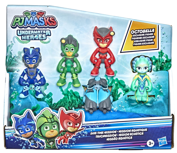PJ Masks Underwater Heroes Dive Time Mission Action Figure Set, 4 PJ Masks Figures