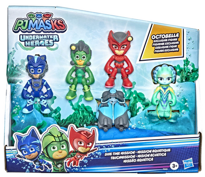 PJ Masks Underwater Heroes Dive Time Mission Action Figure Set, 4 PJ Masks Figures