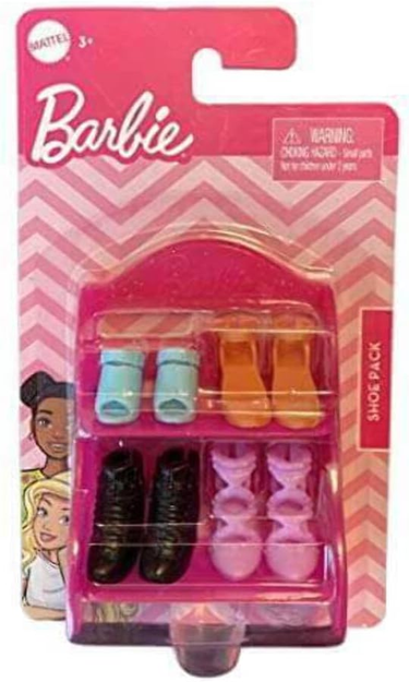 Barbie Shoe Pack - Pink Shelf with 4 Pairs of Barbie Shoes