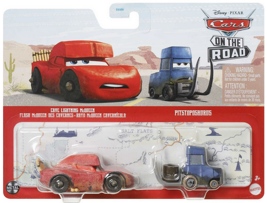 Disney Pixar Cars Cave Lightning McQueen  and Pitstoposaurus 2-Pack Collection, 1:55 Scale Die-Cast Vehicles
