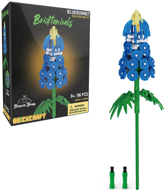 Bricktanicals Blue Bonnet Flower Brick Bulding Set 96 Pcs