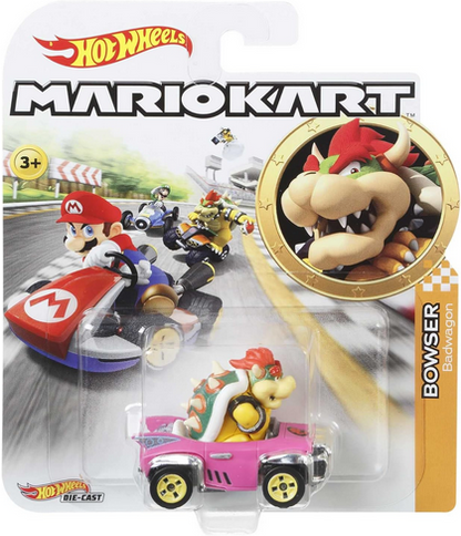 Hot Wheels GBG31 Mario Kart 1:64 Die-Cast Bowser with Badwagon Vehicle,Multicolour