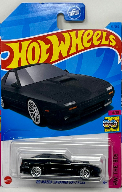 Hot Wheels 89 Mazda Savanna RX-7 FC35 Black The 80s #51 Mainline