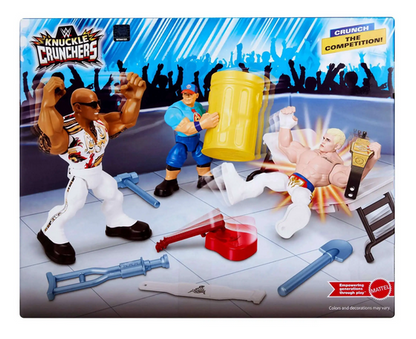 WWE Wrestling WrestleMania Knuckle Crunchers John Cena, The Rock & Cody Rhodes Action Figure Set